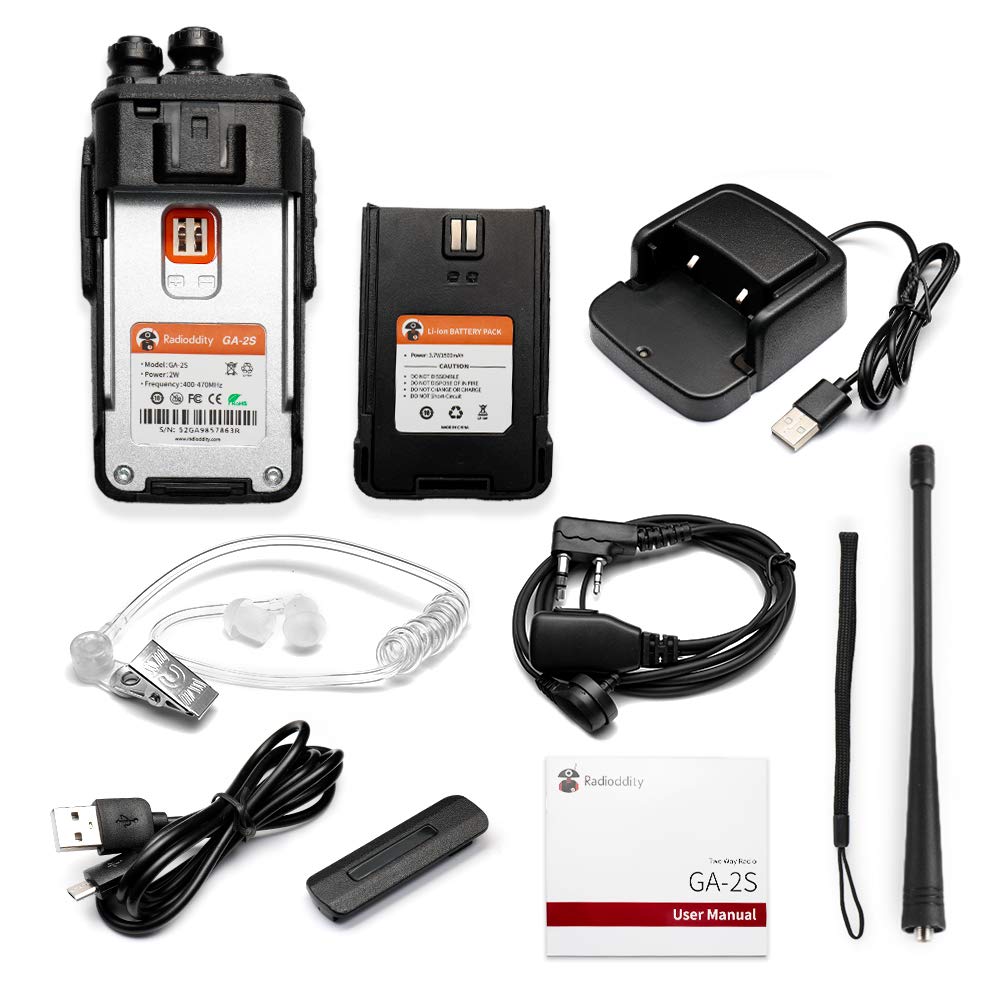 4 Pack Radioddity GA-2S Long Range Walkie Talkies for Adults UHF Two Way Radio Rechargeable with Micro USB Charging + USB Desktop Charger + Air Acoustic Earpiece with Mic, for School Retail Business - Image 6