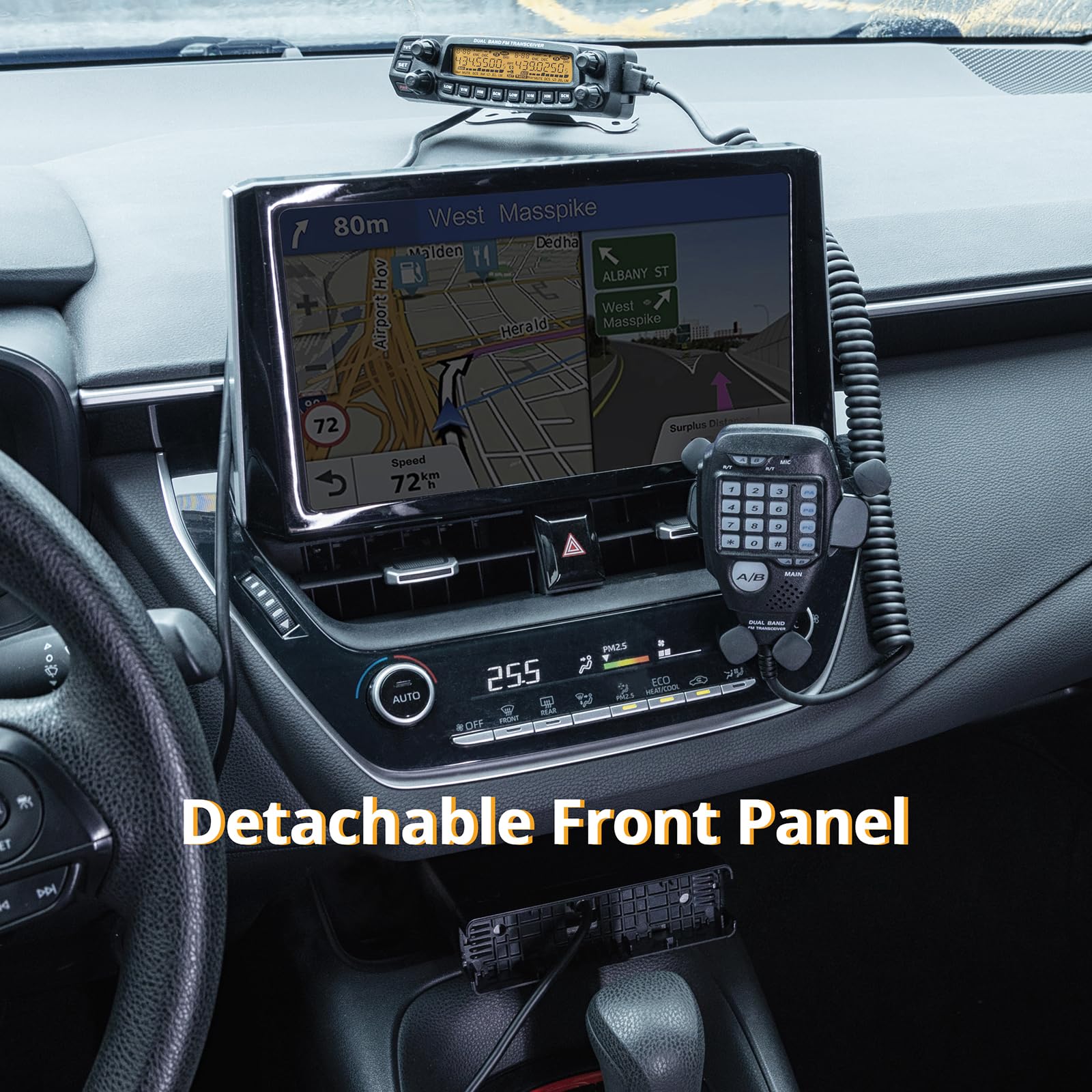 Radioddity DB50 Dual Band Mobile Radio Transceiver, UHF VHF 50W High Power Amateur Ham Radio, Multi-Band Receiver with Detachable Front Panel, Programming Cable, CTCSS/DCS, Chirp Programmable - Image 3