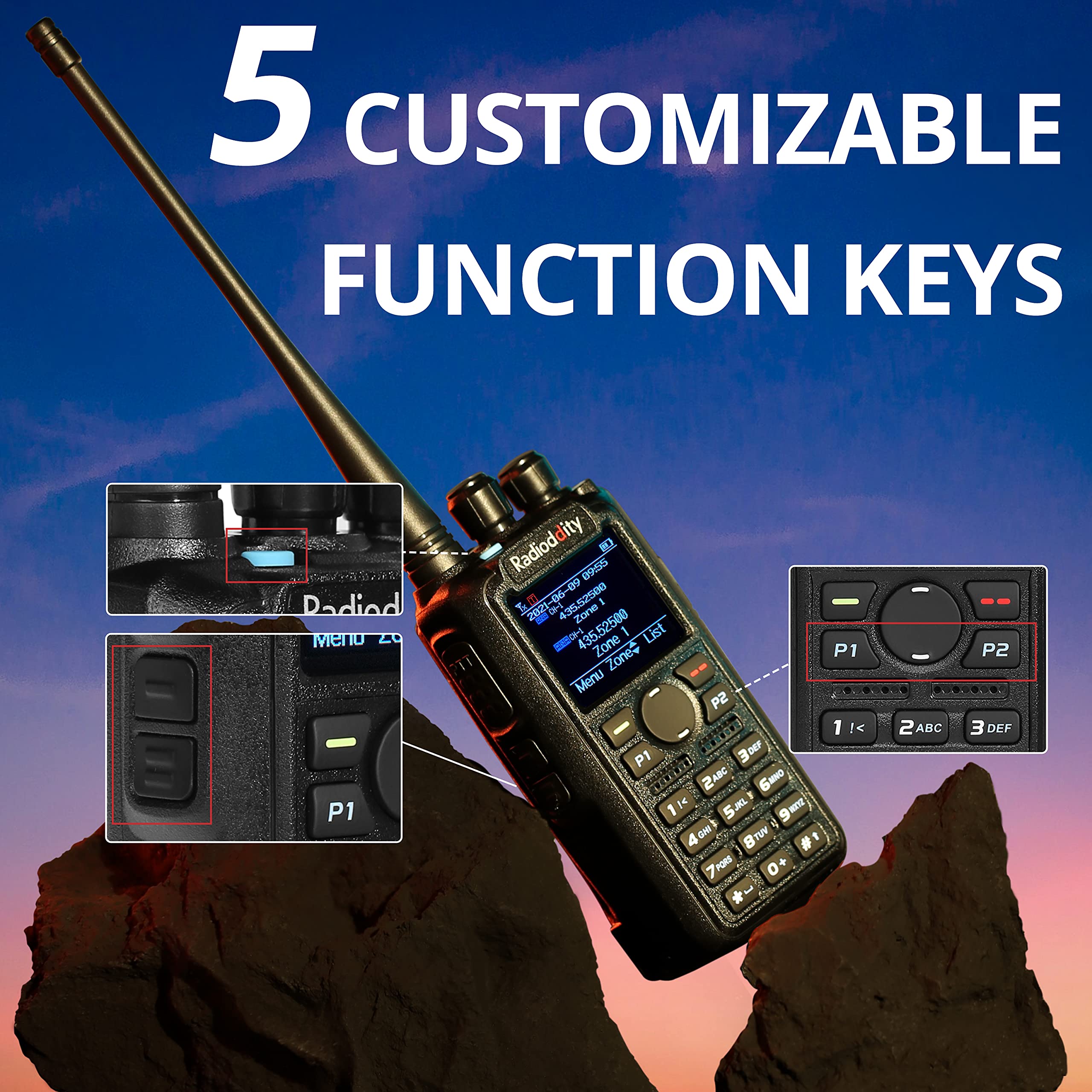 Radioddity GD-AT10G DMR Handheld Ham Radio 10W Digital Analog Long Range (UHF Only) with GPS APRS, 3100mAh Rechargeable Battery, Work with Hotspot Black - Image 6