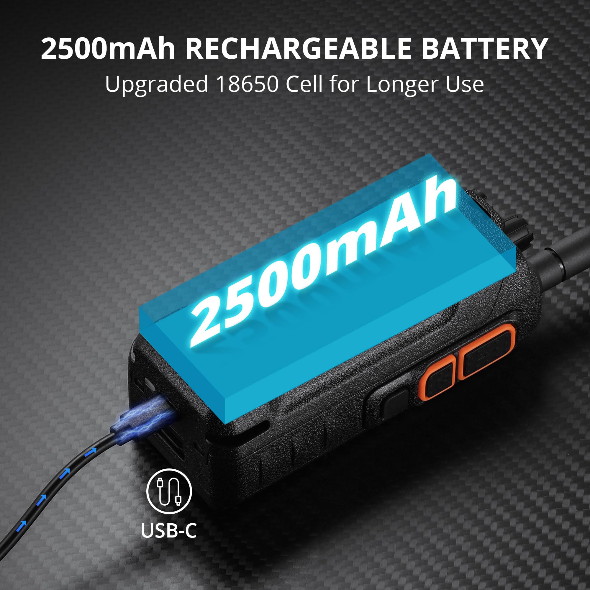 Radioddity GS-10B 8W Ham Radio Handheld, Long Range Two-Way Radio, Wireless APP Programming, UHF VHF FM Aviation NOAA Receiver, Dual PTT, 2500mAh Battery & USB-C Port, Noise Reduction, Channel Sync - Image 5