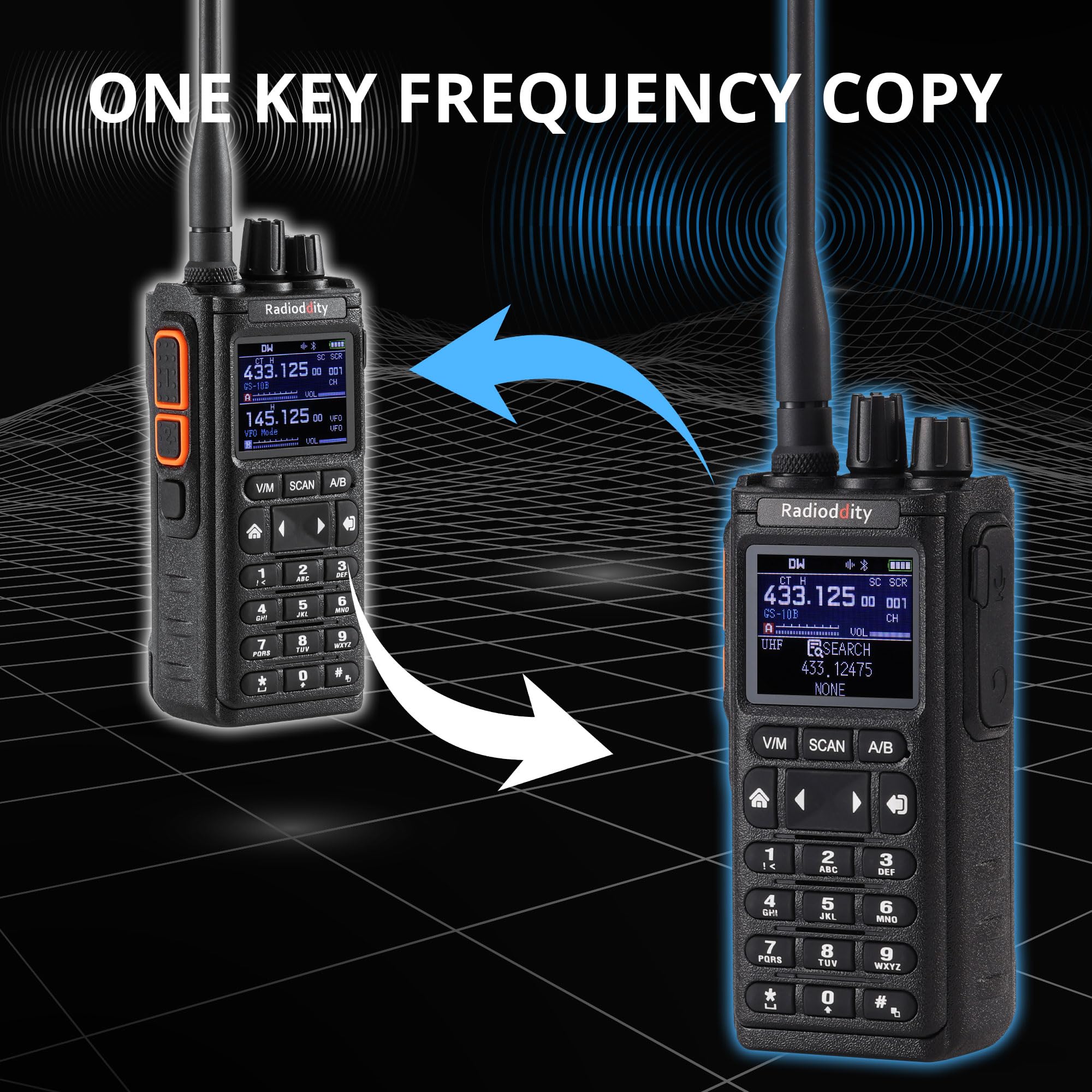 Radioddity GS-10B 8W Ham Radio Handheld, Long Range Two-Way Radio, Wireless APP Programming, UHF VHF FM Aviation NOAA Receiver, Dual PTT, 2500mAh Battery & USB-C Port, Noise Reduction, Channel Sync - Image 7
