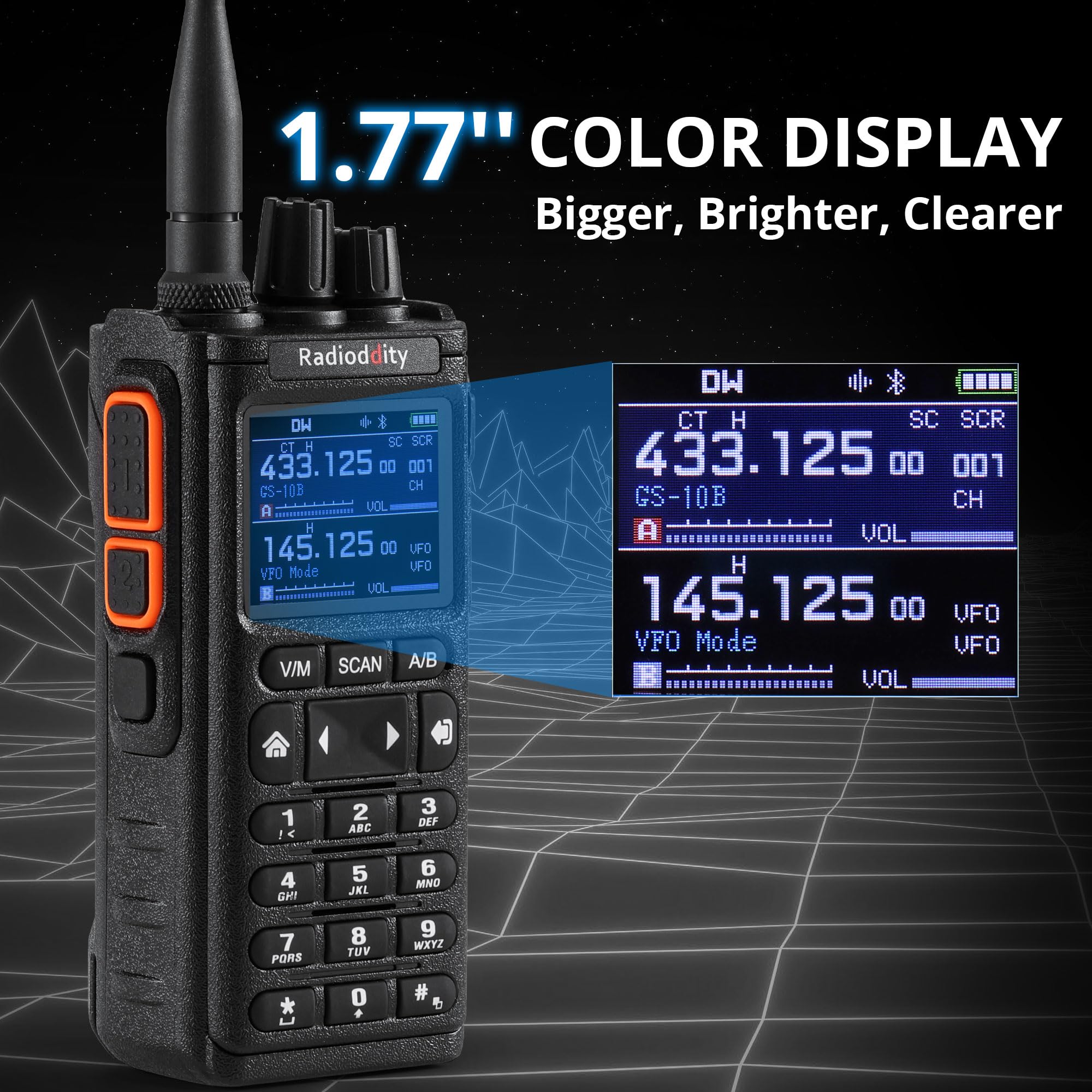 Radioddity GS-10B 8W Ham Radio Handheld, Long Range Two-Way Radio, Wireless APP Programming, UHF VHF FM Aviation NOAA Receiver, Dual PTT, 2500mAh Battery & USB-C Port, Noise Reduction, Channel Sync - Image 8