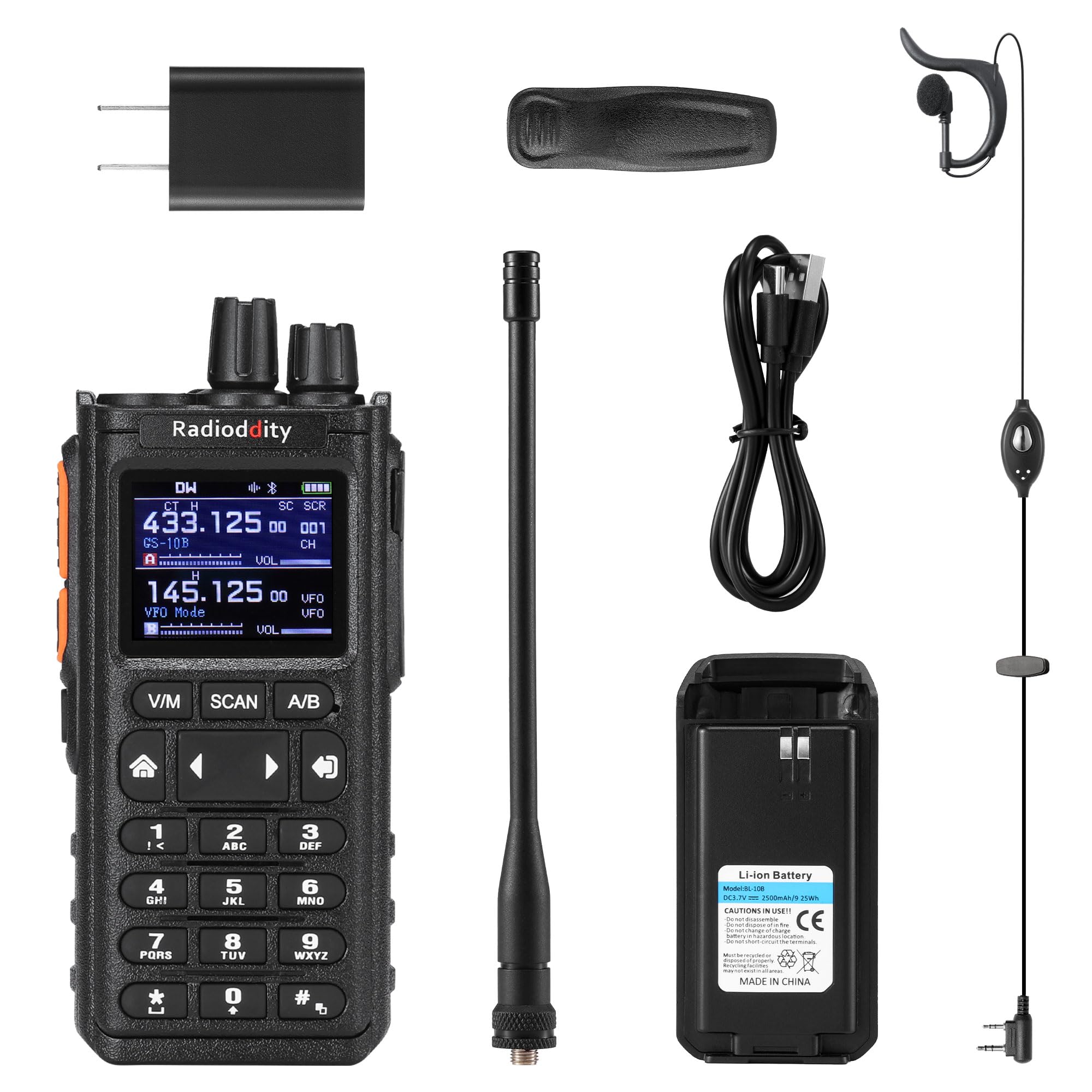 Radioddity GS-10B 8W Ham Radio Handheld, Long Range Two-Way Radio, Wireless APP Programming, UHF VHF FM Aviation NOAA Receiver, Dual PTT, 2500mAh Battery & USB-C Port, Noise Reduction, Channel Sync - Image 9