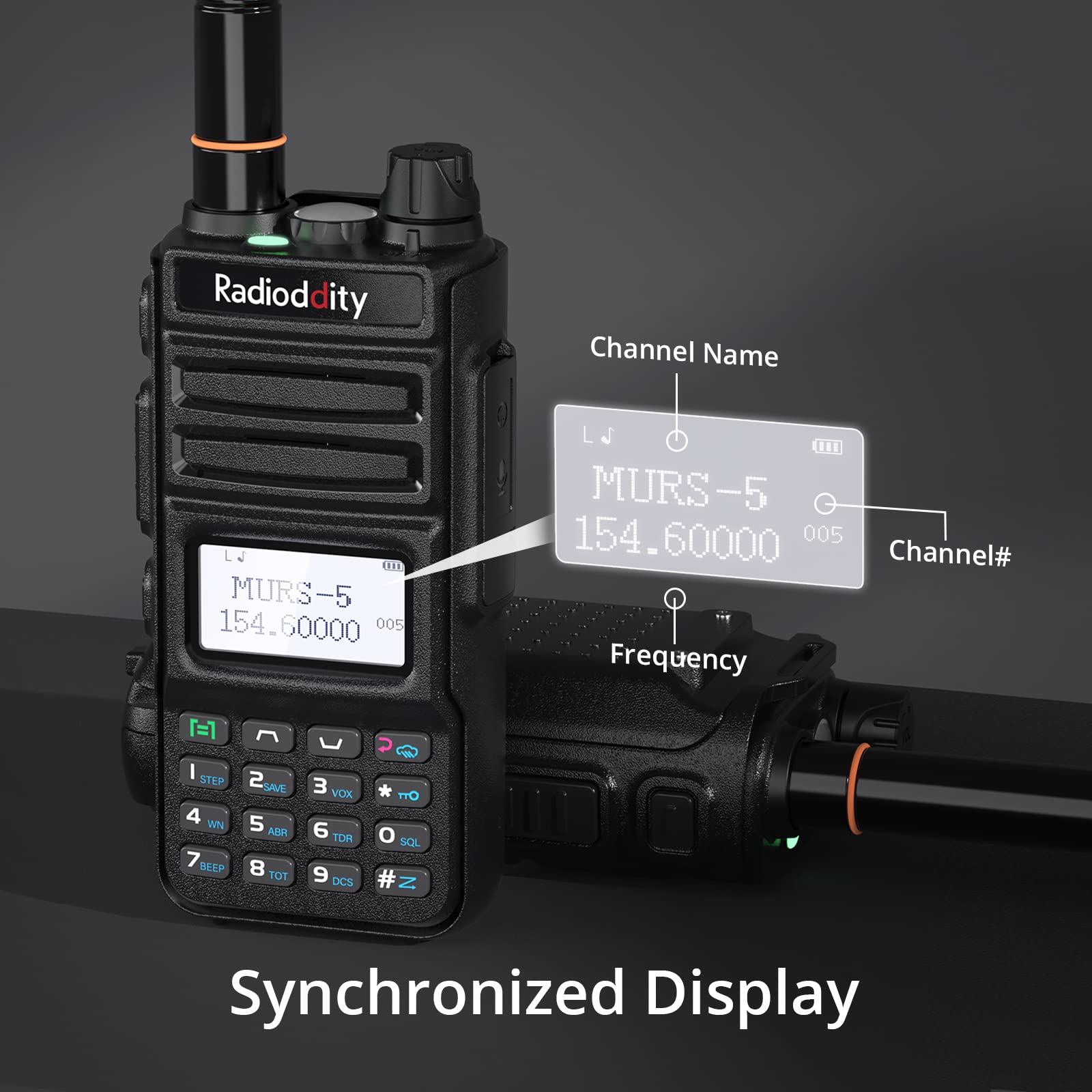 Radioddity MU-5 MURS Radio, License Free Two-Way Radio Rechargeable, Display Sync for Industrial Business Retail - Image 3