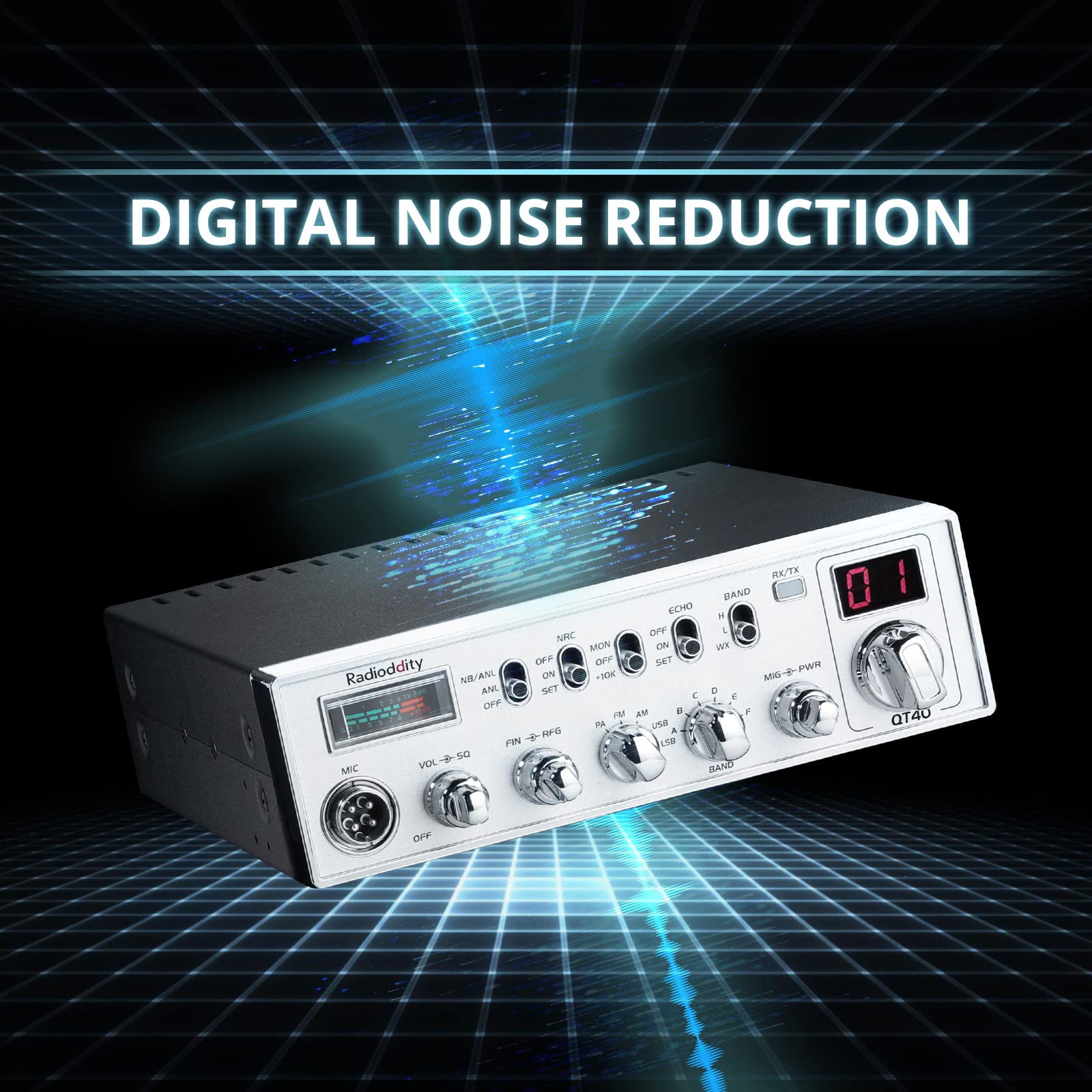 Radioddity QT40 10 Meter SSB Ham Radio, Digital Noise Reduction 40W High Power Amateur Radio with NOAA Alert, AM/FM/PA Mobile Transceiver with CTCSS/DCS, USB Programming Cable, Perfect for Truck - Image 3