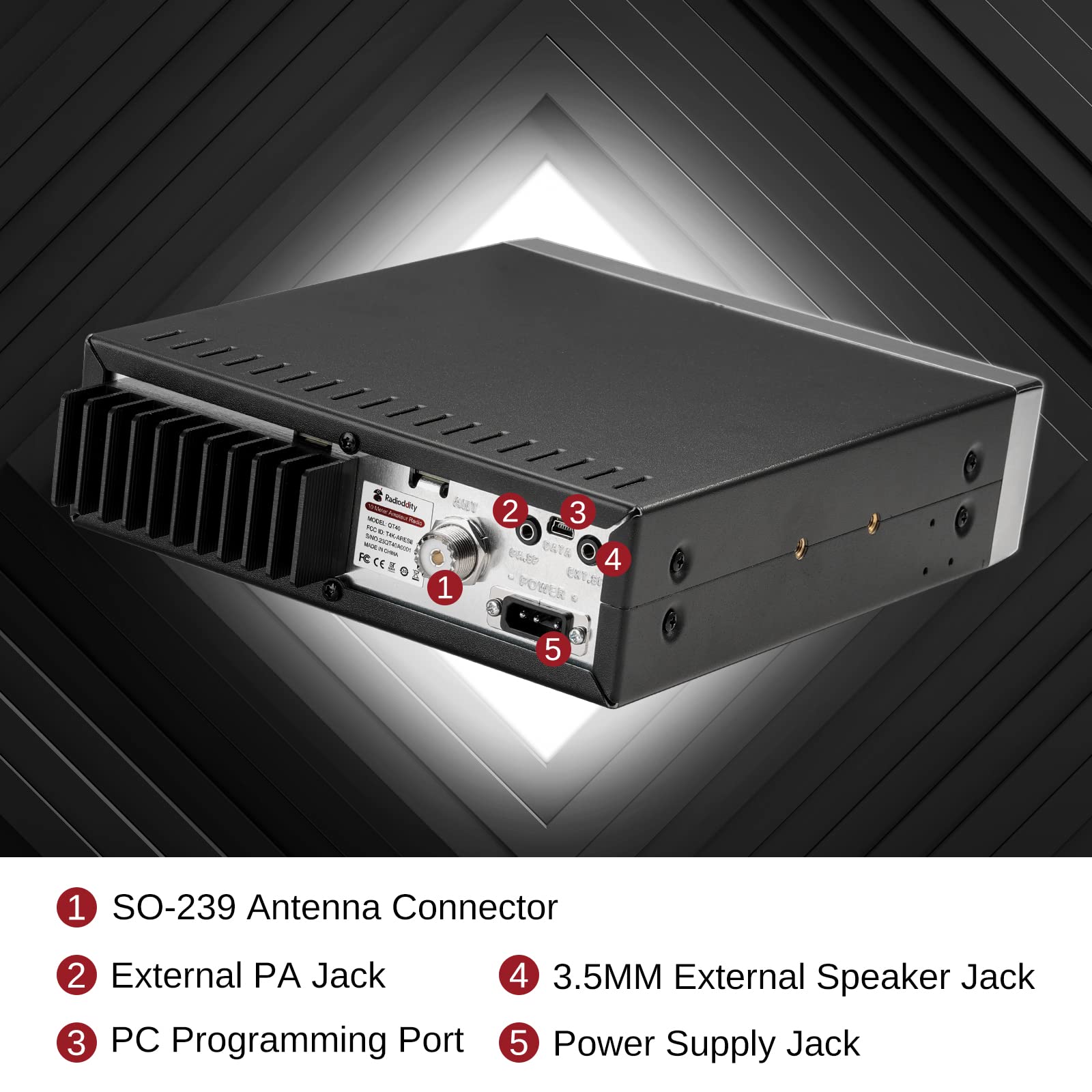 Radioddity QT40 10 Meter SSB Ham Radio, Digital Noise Reduction 40W High Power Amateur Radio with NOAA Alert, AM/FM/PA Mobile Transceiver with CTCSS/DCS, USB Programming Cable, Perfect for Truck - Image 4
