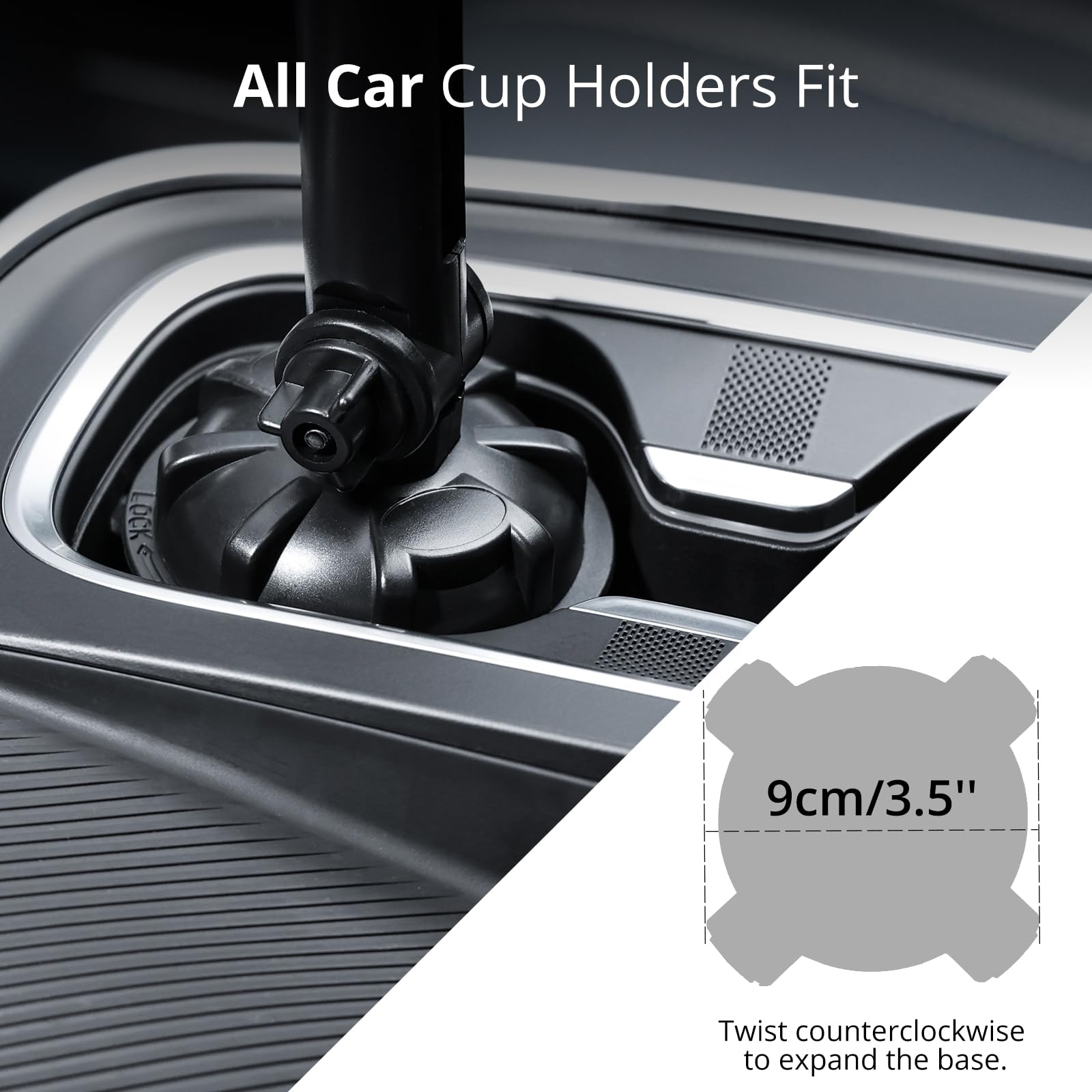 Radioddity RH1 Cup Holder Radio Mount, Adjustable Length and Height, Secure and Stable for Handheld Radio, Car Mobile Radio, Two Way Radio, Walkie Talkies - Image 3