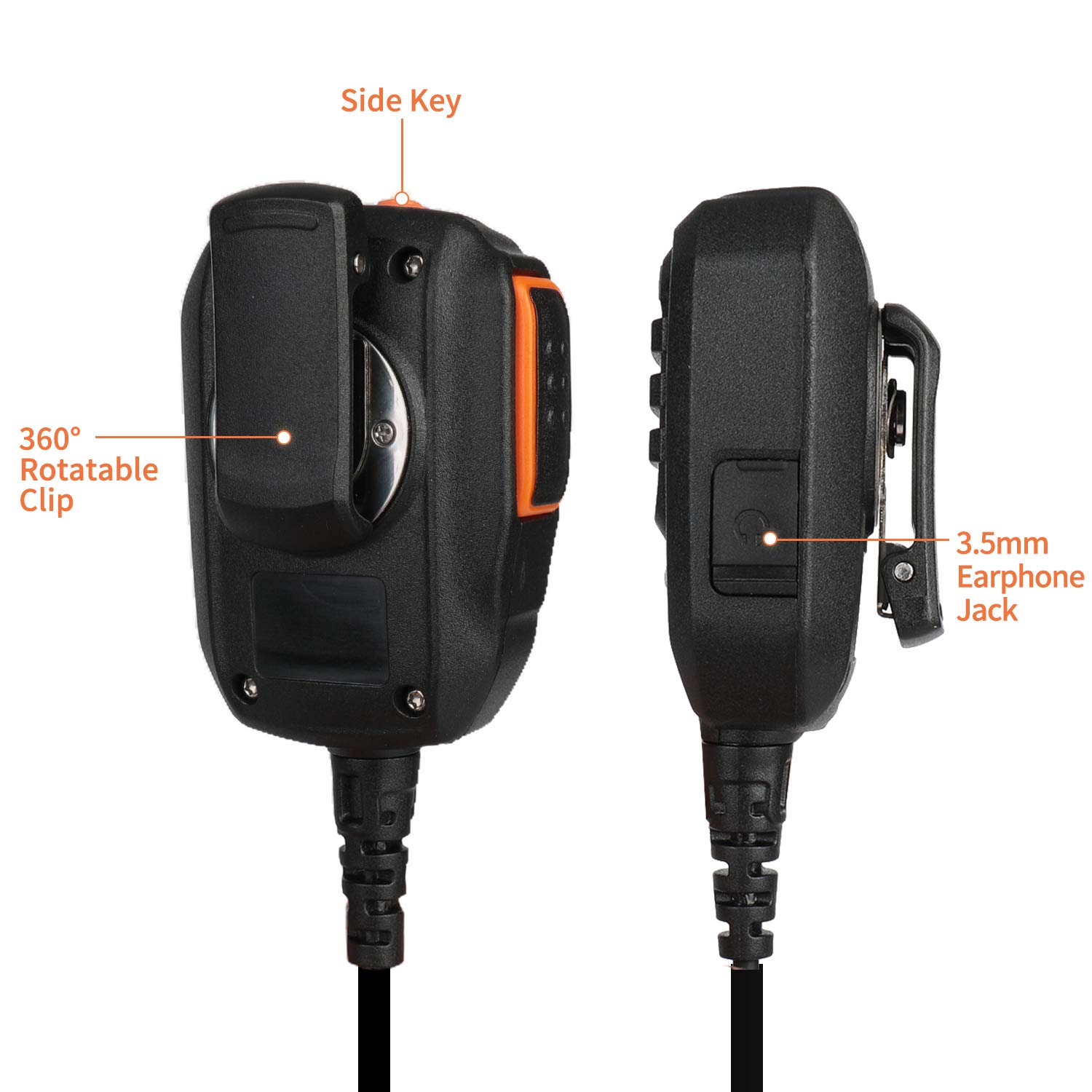 Radioddity RS22 Remote Speaker Mic with Clear Sound, Compatible with Baofeng UV-5R UV-5RX3 BF-888S BF-F8HP H-777 Radioddity GM-30 GA-2S GA-510 TYT Kenwood Two Way Radio Walkie Talkie (Single PTT) - Image 3