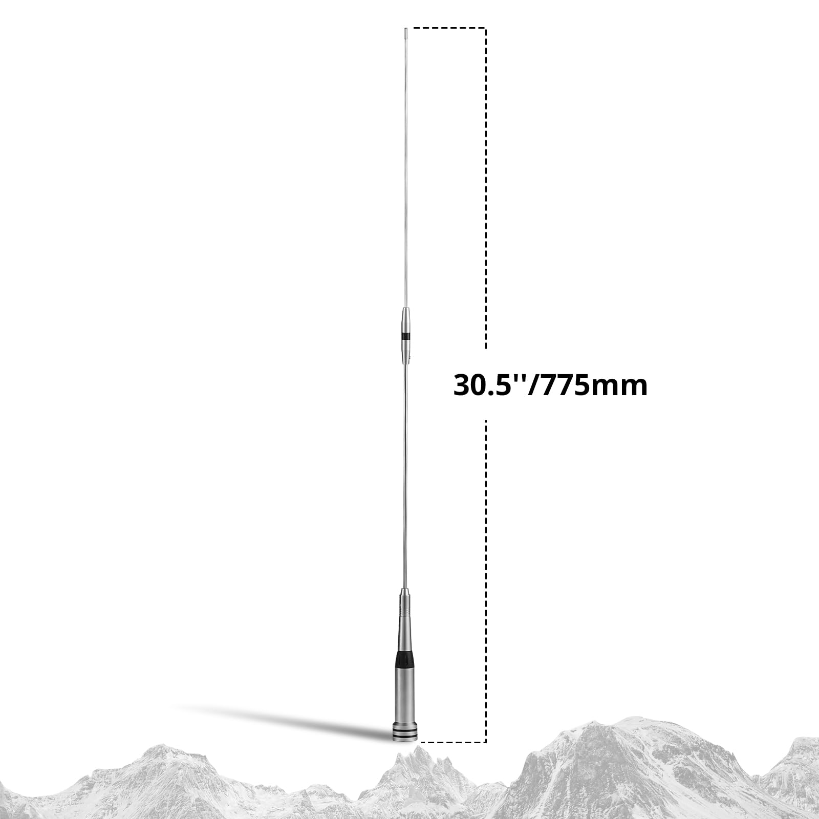 Radioddity UV-711 Whip Antenna 31inch UHF/VHF Dual Band 144/430Mhz High Gain Stainless Steel Mobile Antenna PL-259 (UHF-Male) Connector for Ham Mobile Radio Transceiver - Image 4
